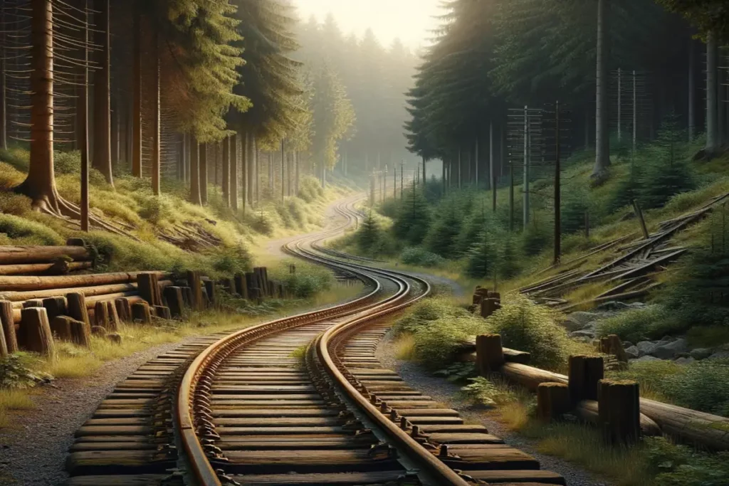 Alter Bahnweg im Wald Wanderweg im Herbst