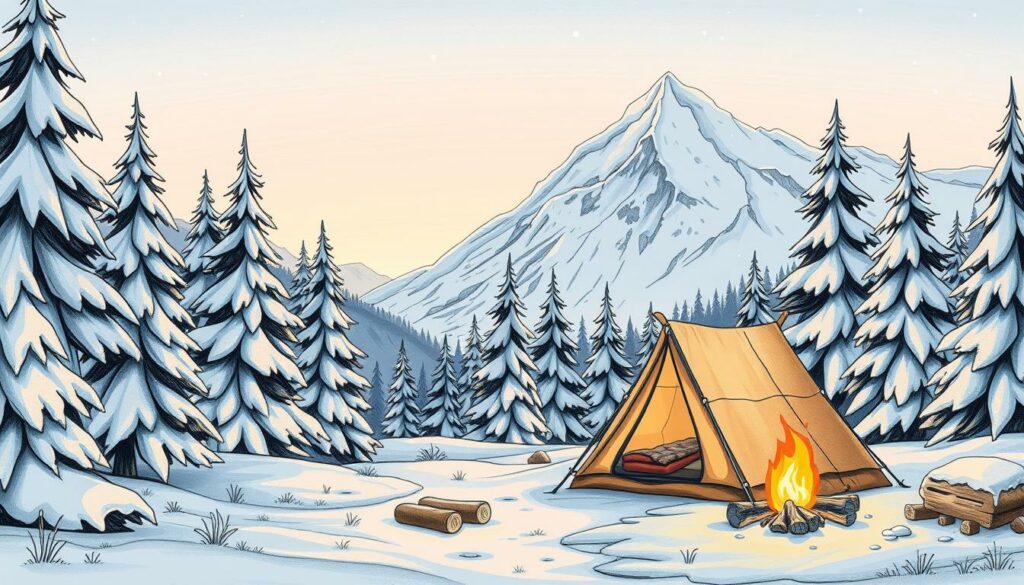 winter camping in the alps